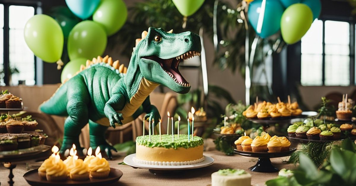 Terrific Dinosaur Birthday Party Ideas 2025 - for an Unique Prehistoric Celebration! 8 dinosaur birthday party ideas t rex tyrannosaurus rex cake buffet food